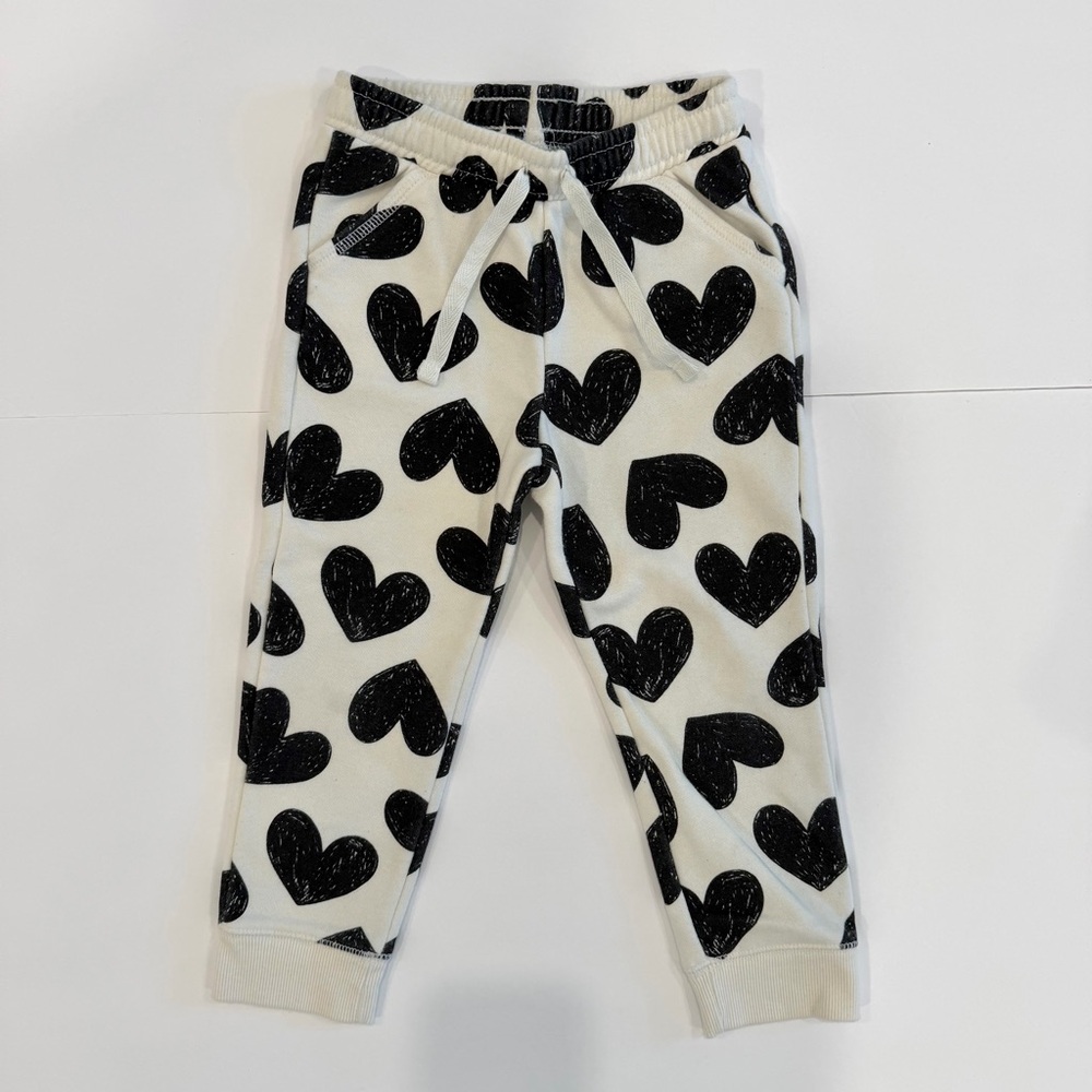 Cat & Jack Heart Print Joggers - Black and White